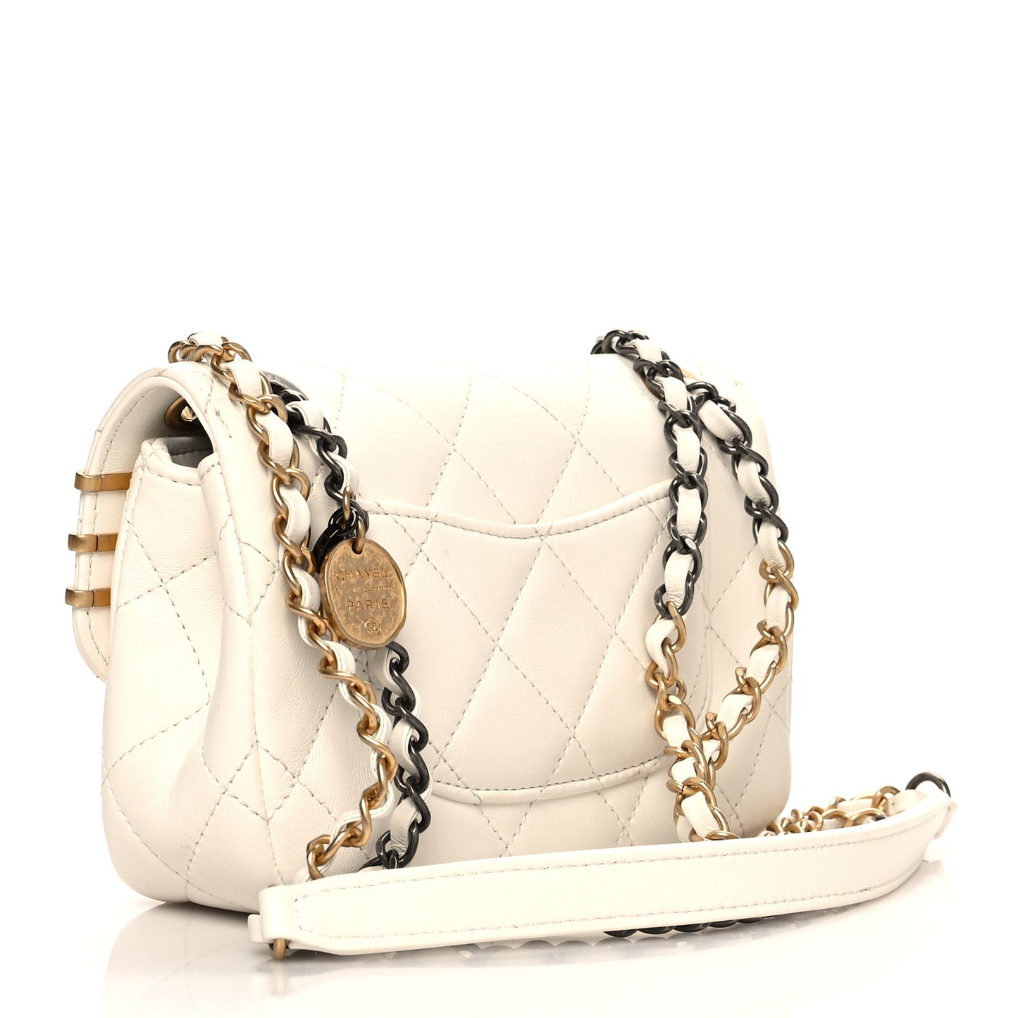 Lambskin Quilted Mini Coco Clips Flap White
