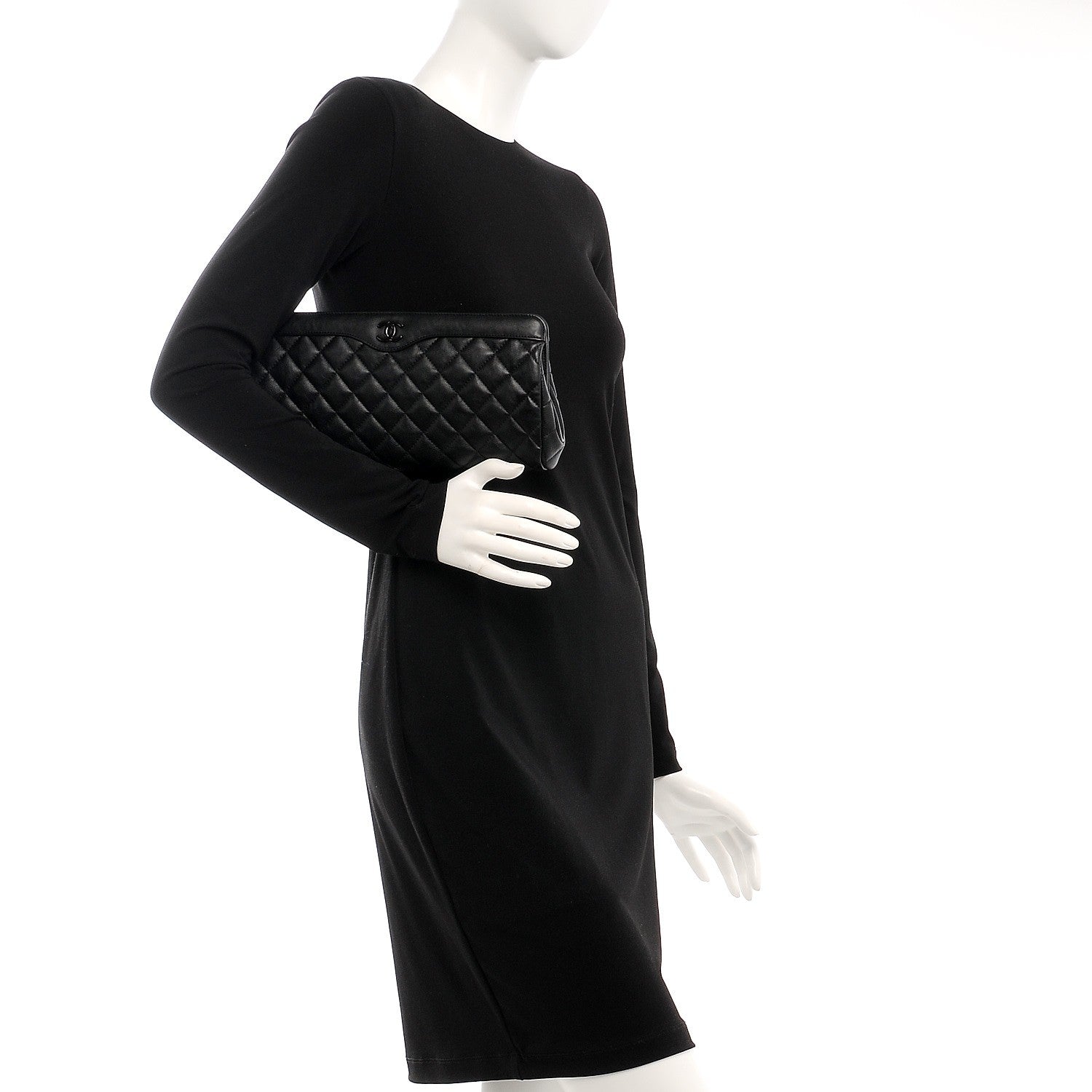 Chanel Crumpled Calfskin Quilted Clutch So Black 2 of 7