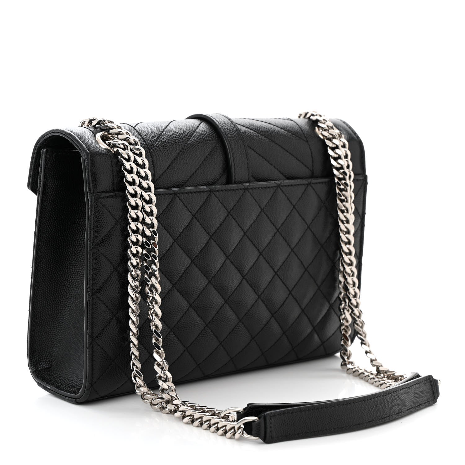 Saint Laurent Grain De Poudre Textured Mixed Matelasse Triquilt Medium Monogram Satchel Black 2 of 13