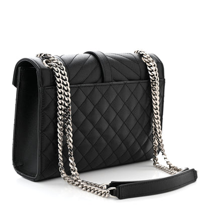 Saint Laurent Grain De Poudre Textured Mixed Matelasse Triquilt Medium Monogram Satchel Black 2 of 13