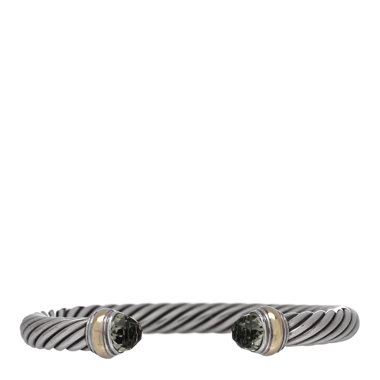David Yurman Sterling Silver 14K Yellow Gold Prasiolite 7mm Cable Classics Bracelet 1 of 3