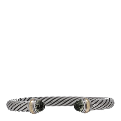 David Yurman Sterling Silver 14K Yellow Gold Prasiolite 7mm Cable Classics Bracelet 1 of 3