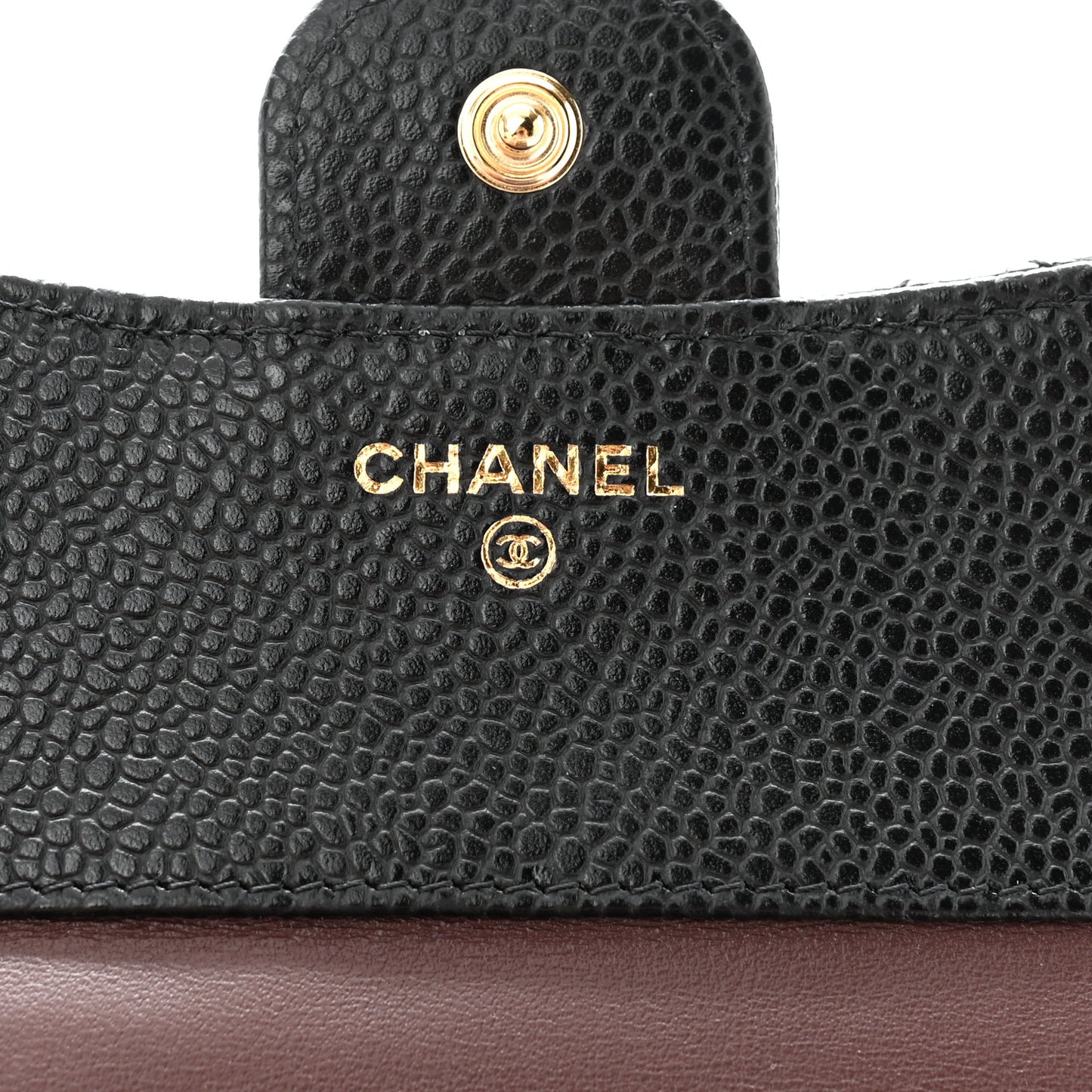 Caviar Quilted Compact Flap Wallet Black