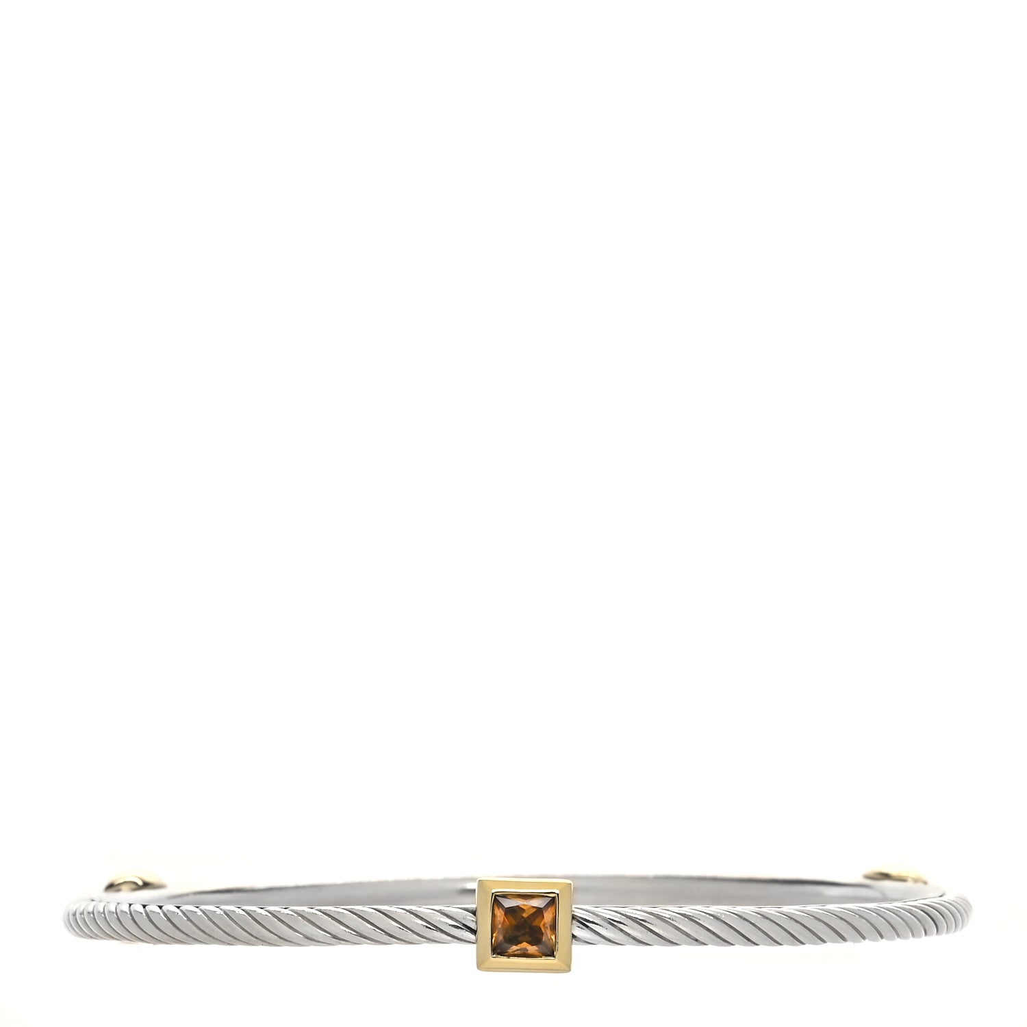 David Yurman Sterling Silver 18K Gold Citrine 3mm Color Classics Three Station Bangle 1 of 5