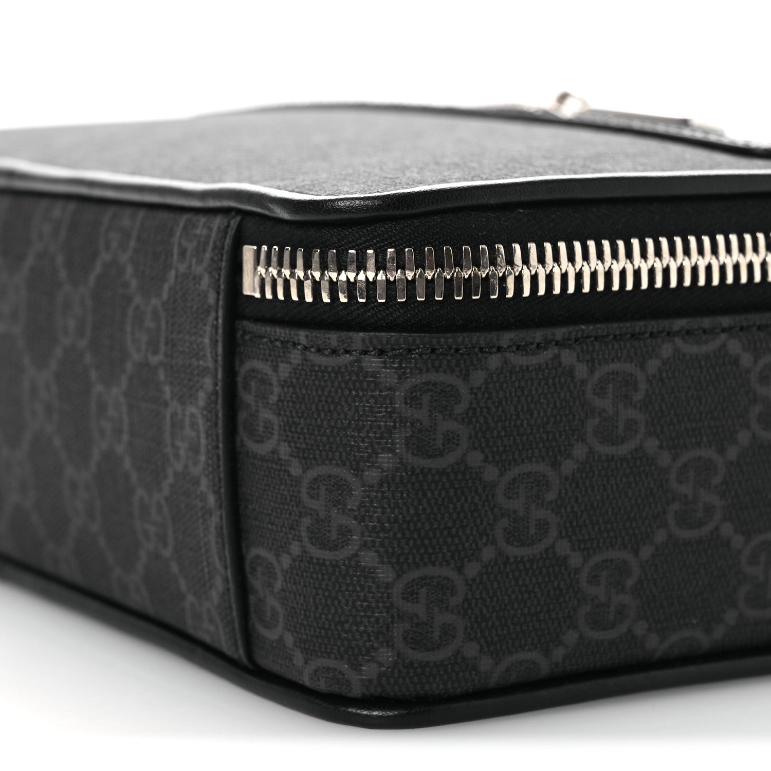 Gucci GG Supreme Monogram Calfskin Web Medium Crossbody Bag Black Grey 10 of 10