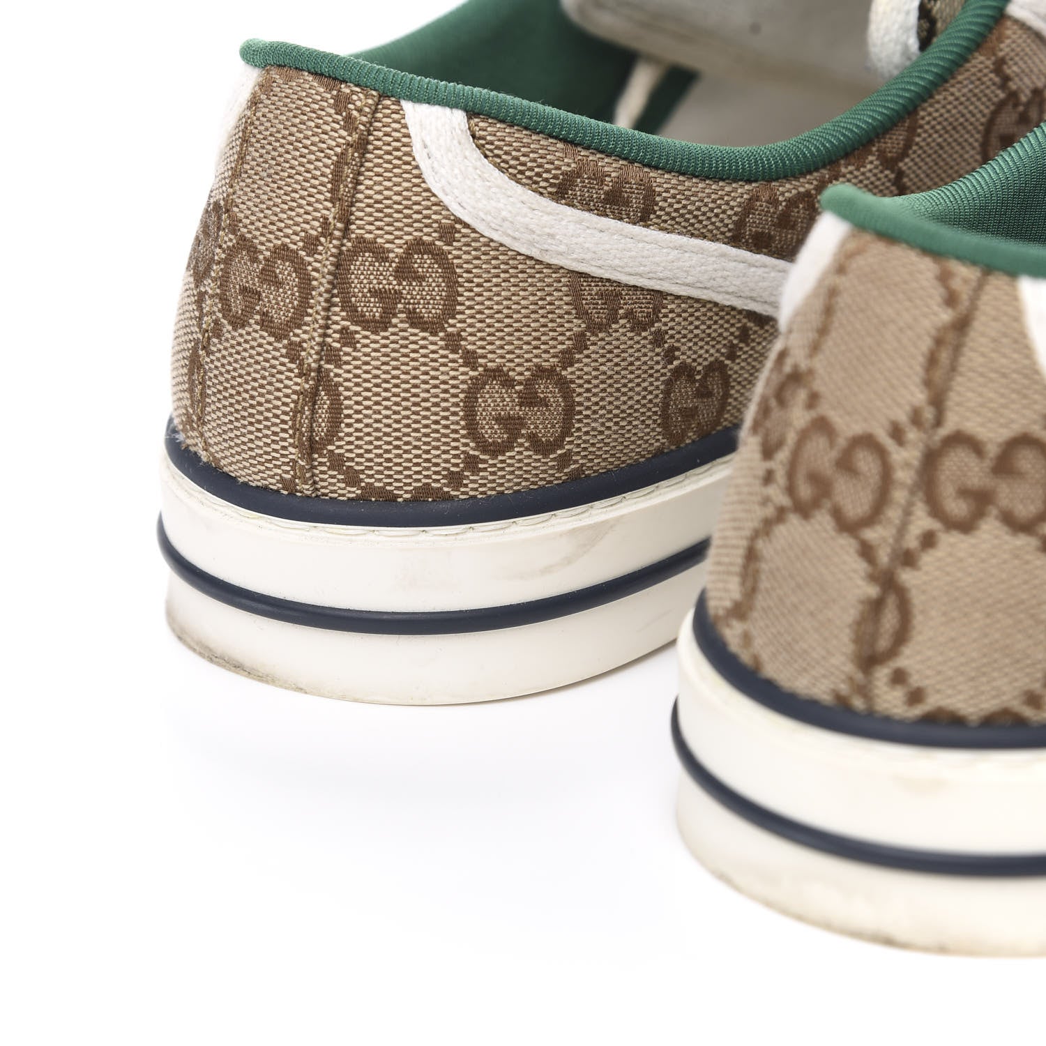 Gucci GG Monogram Web Womens 1977 Tennis Sneakers 39 Beige Ebony Mystic White 10 of 11