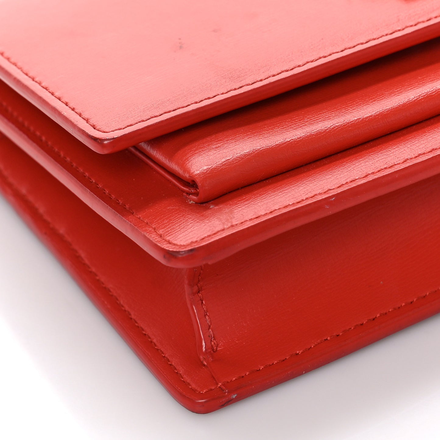 Calfskin Monogram Sunset Chain Wallet Rosso