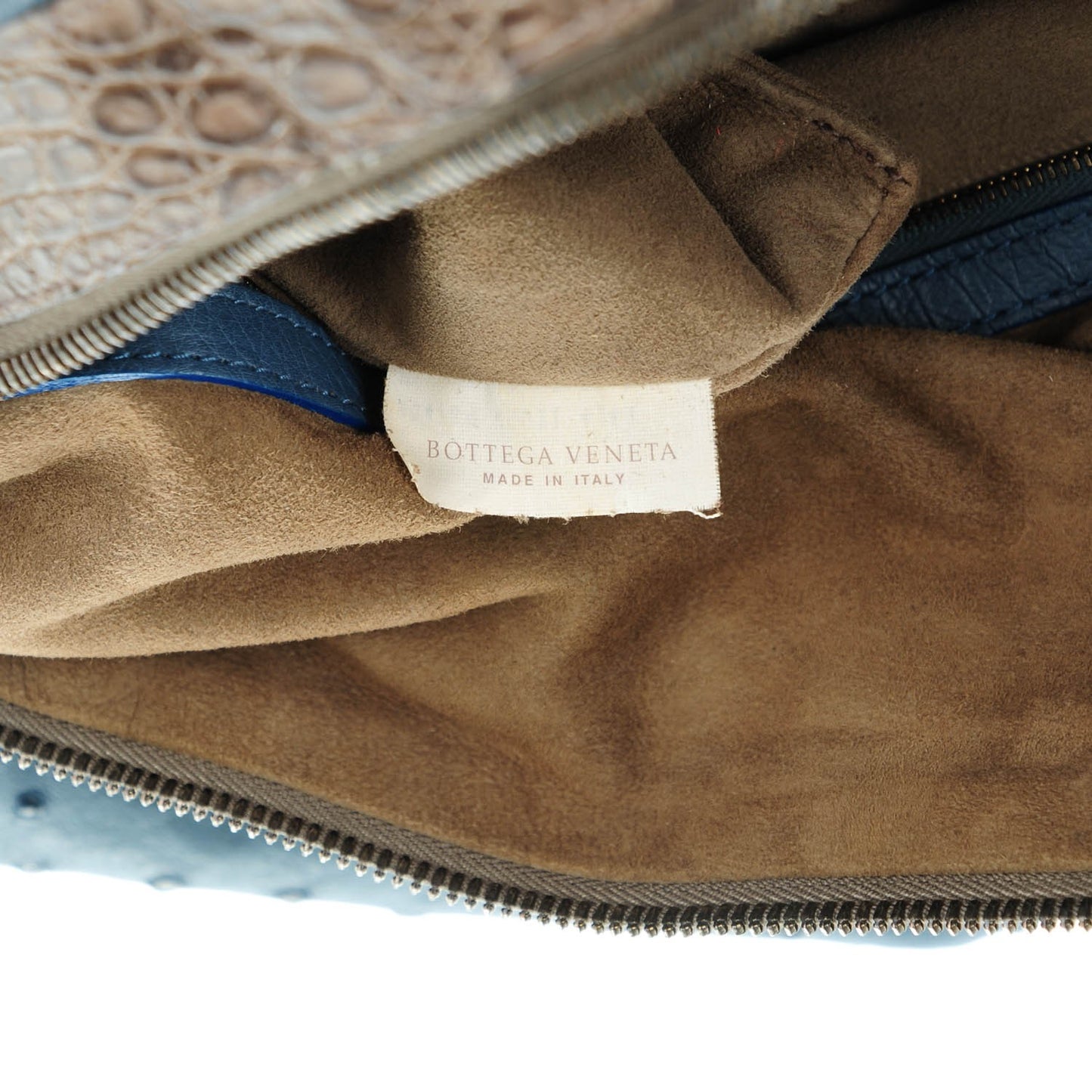 Ostrich Crocodile Shoulder Bag Blue