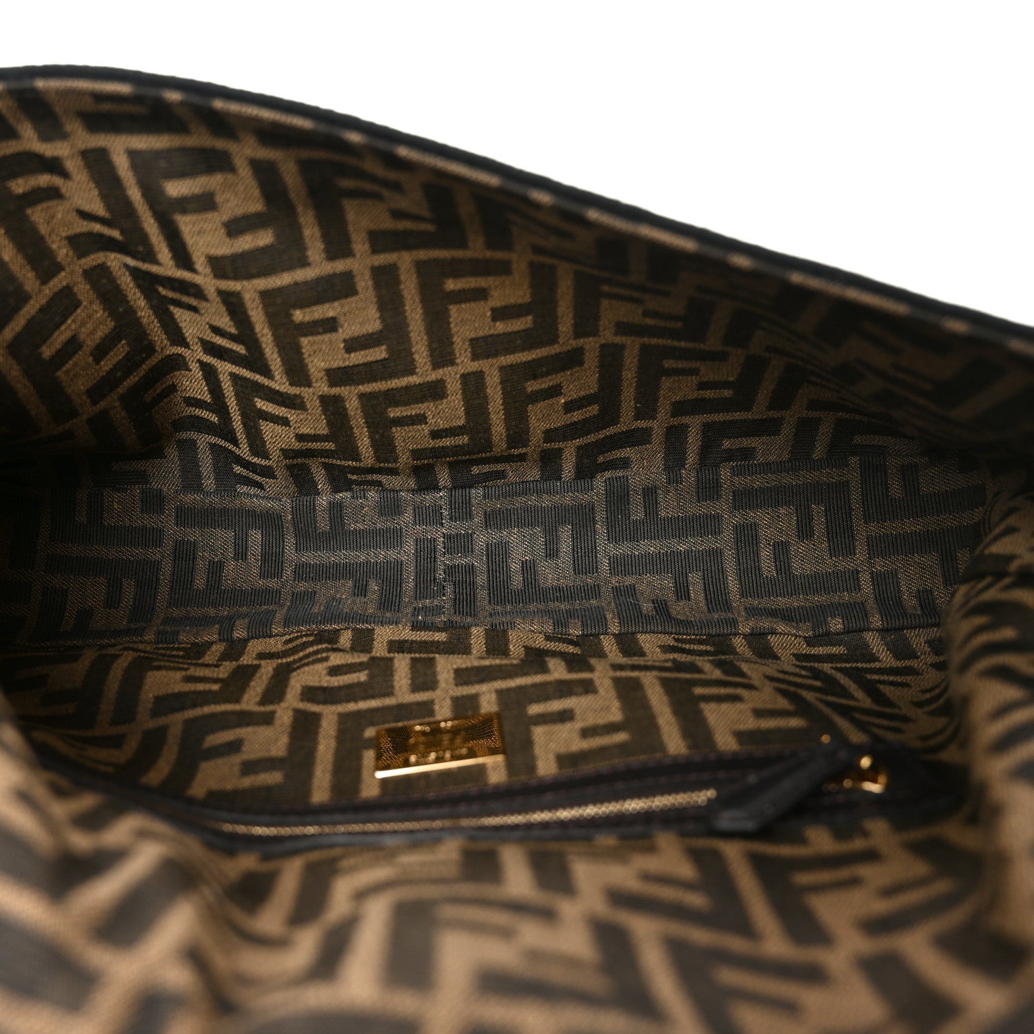 Fendi Fabric Jacquard FF 1974 Large Baguette Tobacco Moro Black 5 of 11