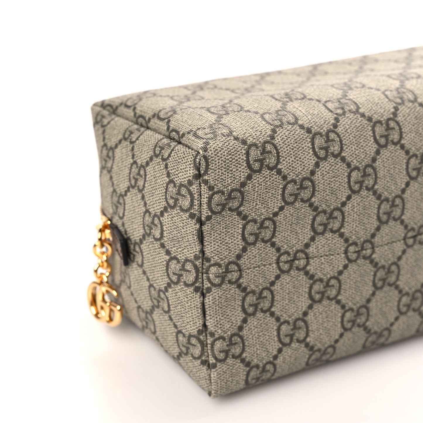 Soft GG Supreme Monogram Calfskin Large Ophidia Cosmetic Case Beige Ebony New Acero