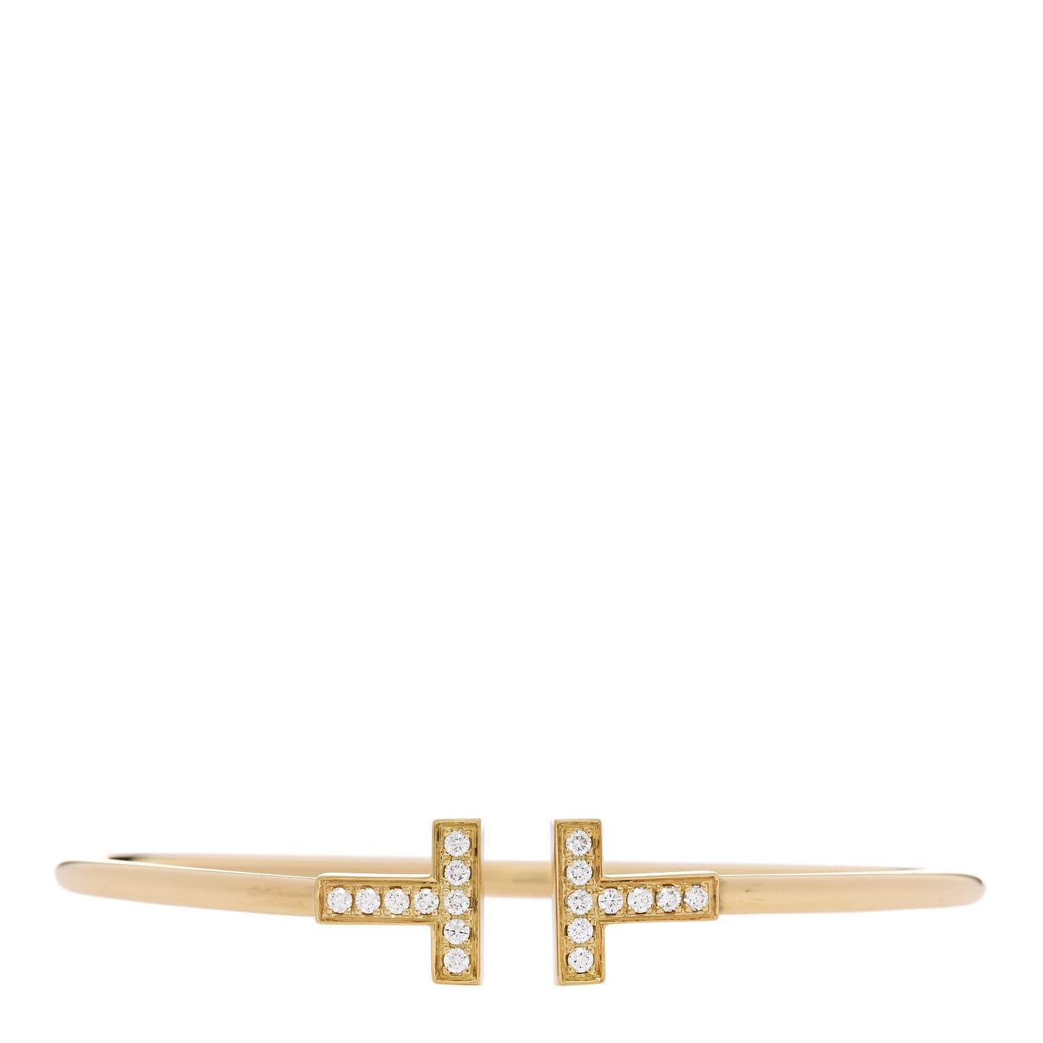Tiffany 18K Yellow Gold Diamond T Wire Bracelet 1 of 4