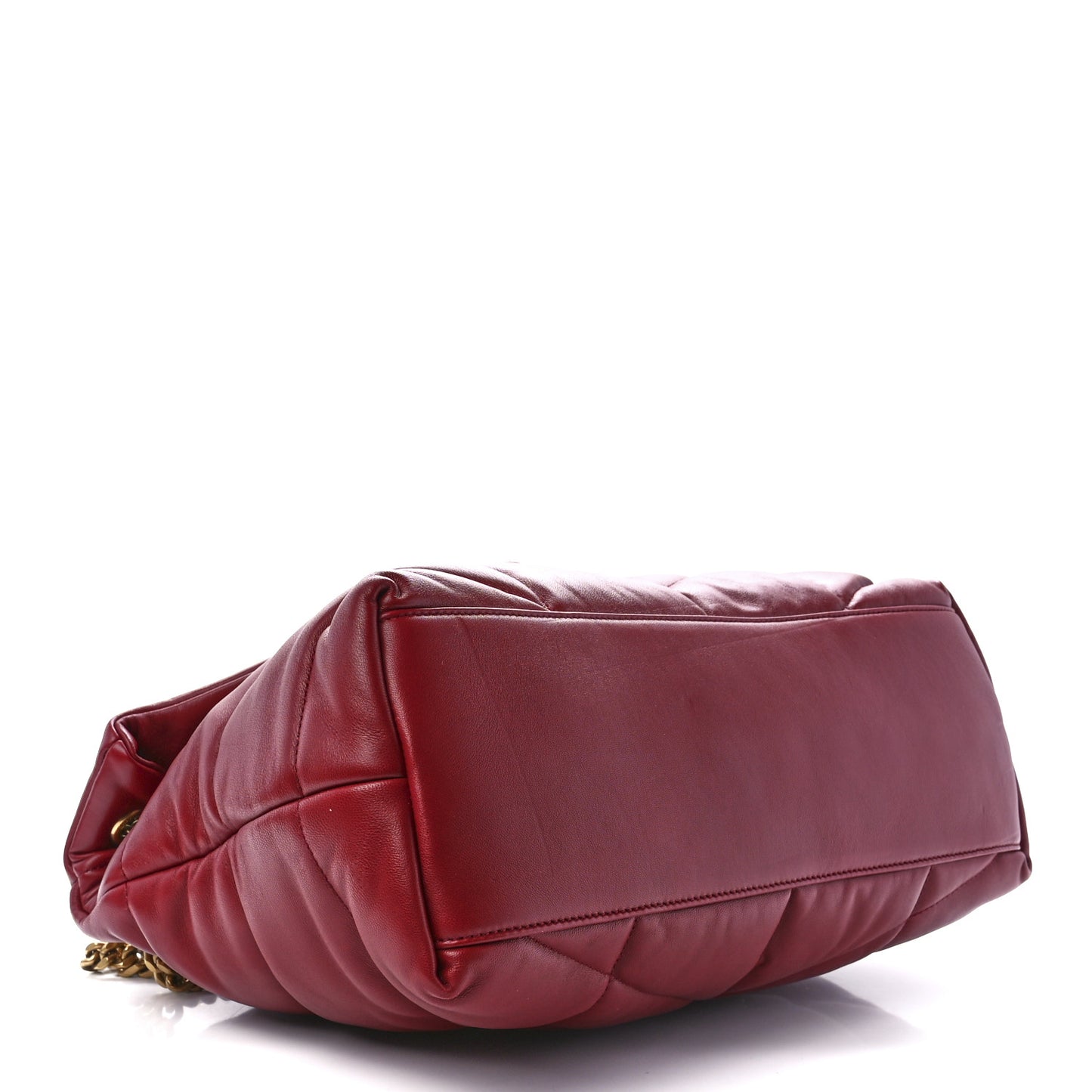 Lambskin Quilted Medium Loulou Puffer Monogram Chain Satchel Opyum Red