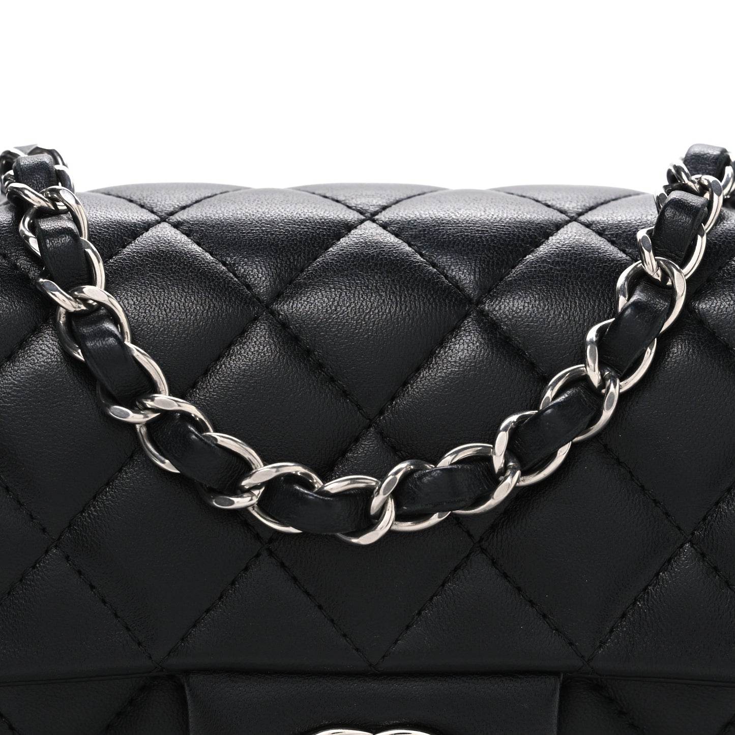 Lambskin Quilted Mini Rectangular Flap Black