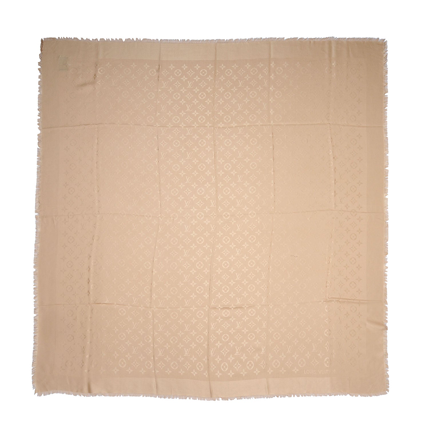Louis Vuitton Silk Wool Monogram Shawl Nude 3 of 5