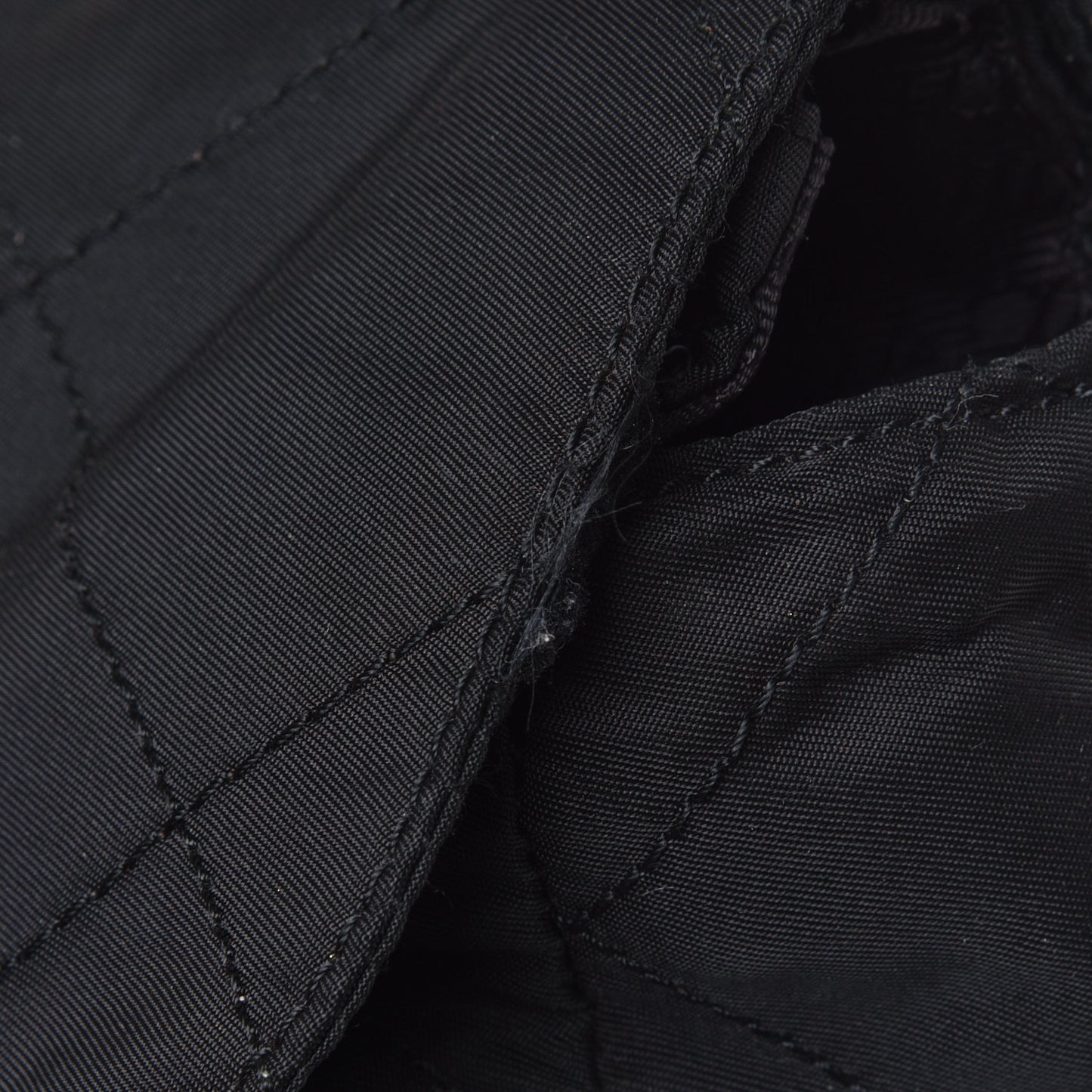 Nylon Tessuto Impuntu Quilted Flap Shoulder Bag Black