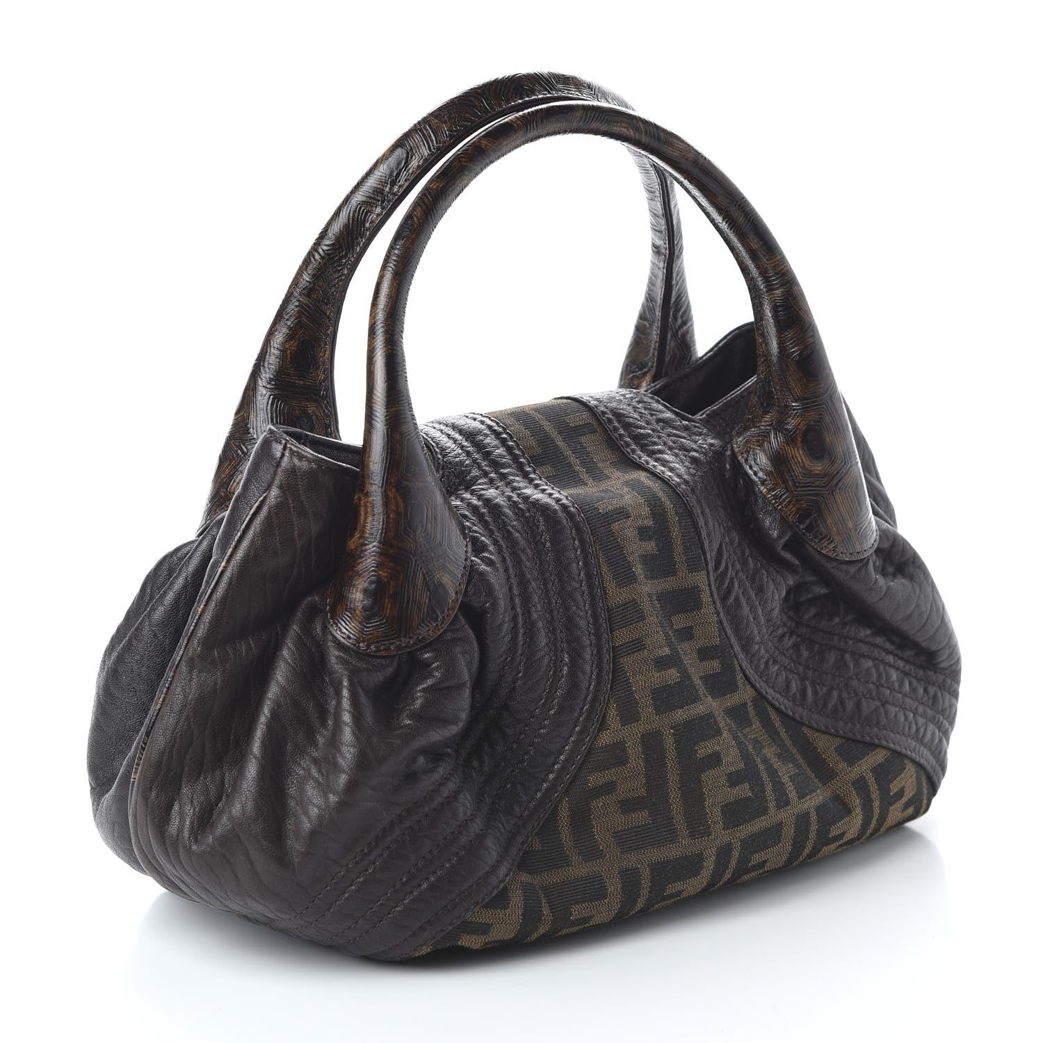 Fendi Zucca Nappa Nuvolata Vitello Tortuga Small Spy Tobacco Moro 3 of 9