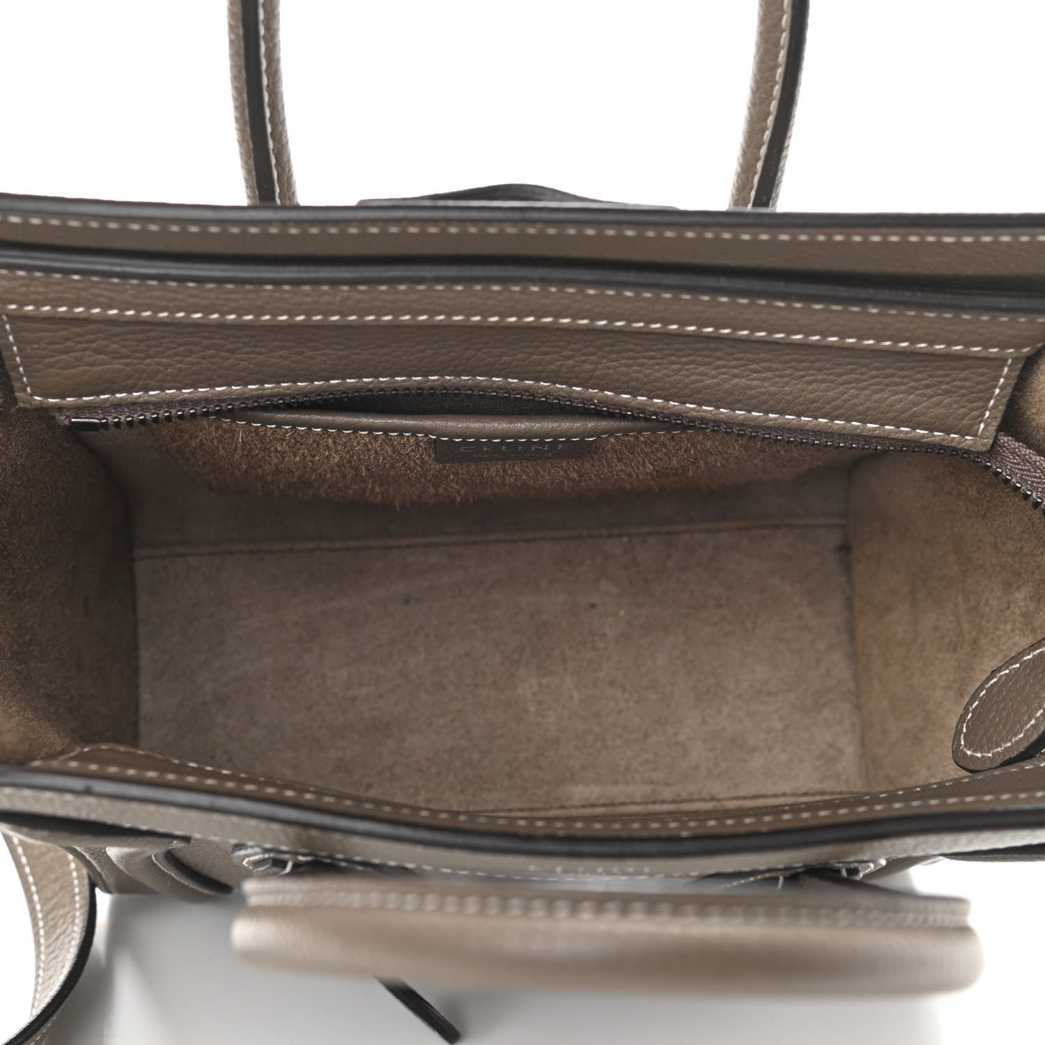 Celine Drummed Calfskin Nano Luggage Souris 5 of 9