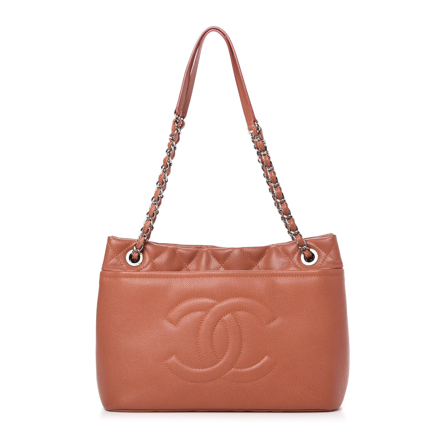 Caviar Quilted Timeless CC Soft Tote Light Red