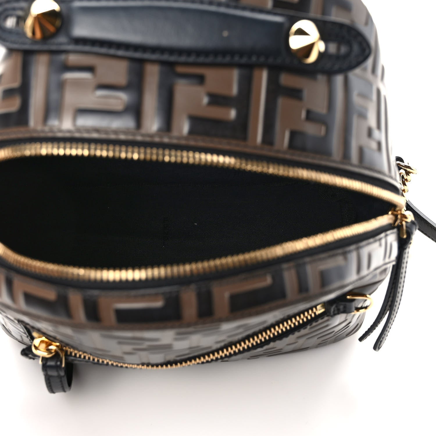 Fendi Vitello Bi-Color FF 1974 Embossed Mini Backpack Maya Black 4 of 9