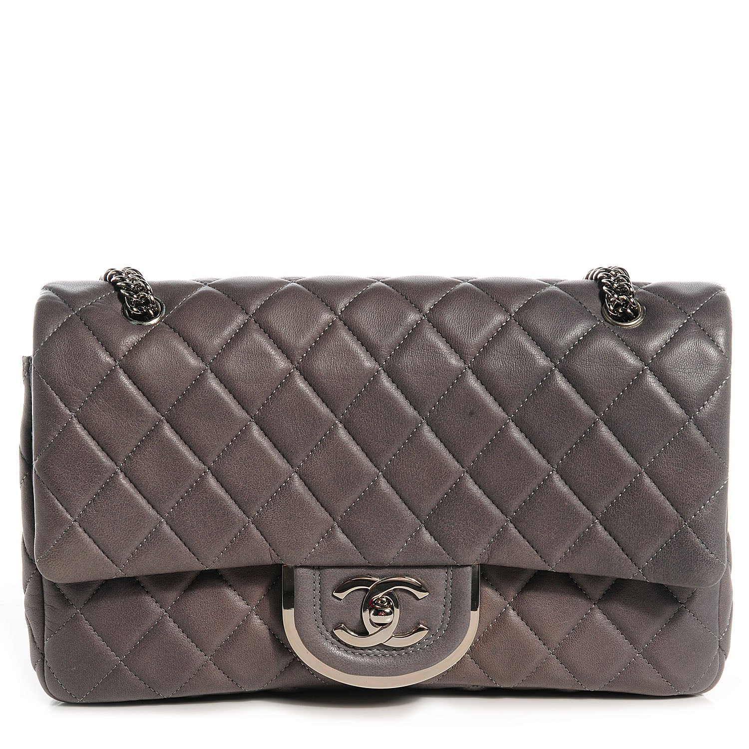 Chanel Lambskin Medium Double Flap w Bijoux Chain Grey 1 of 10