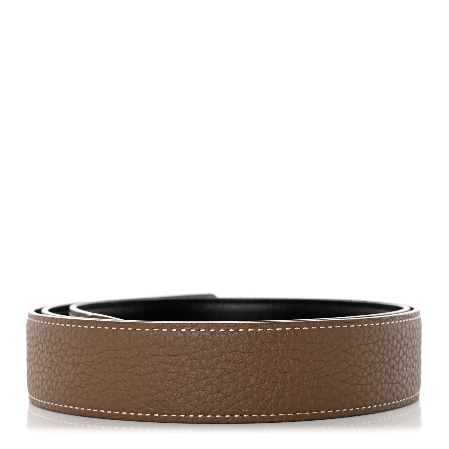 Hermes Box Togo 32mm Belt Strap 90 36 Black Etoupe 2 of 9
