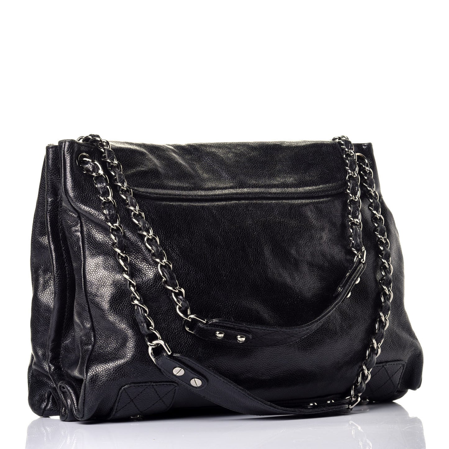 Glazed Caviar Pocket In The City Tote Black