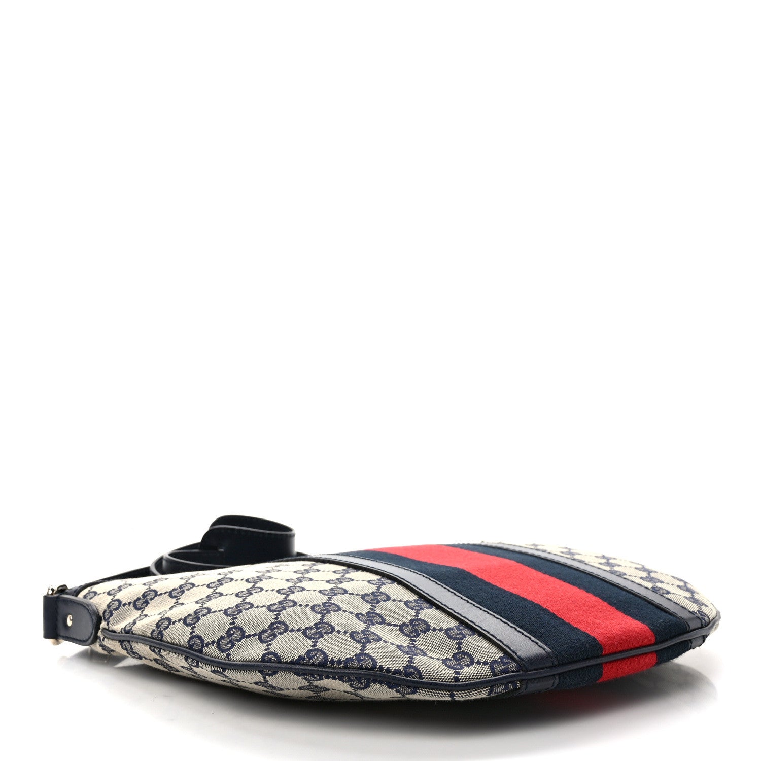 Gucci Monogram Vintage Web Medium Half Moon Hobo Navy 4 of 9