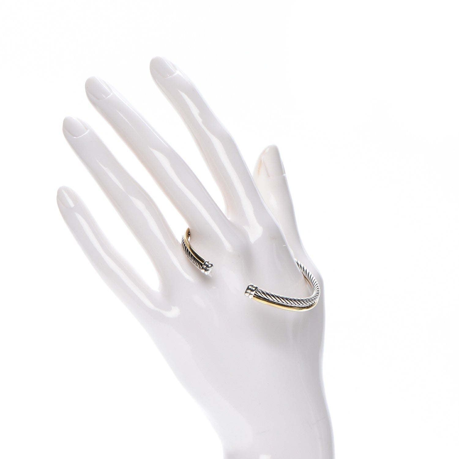 David Yurman Sterling Silver 18K Yellow Plated Gold 5mm Crossover Cuff 2 of 7