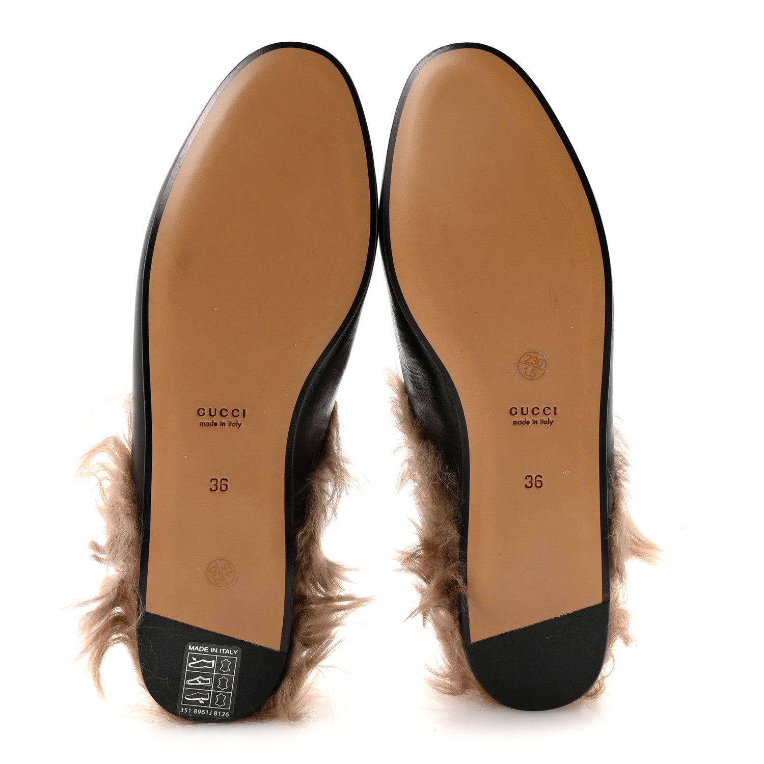 Gucci Calfskin Fur Womens Princetown Slippers 36 Black 6 of 8