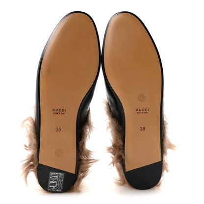 Gucci Calfskin Fur Womens Princetown Slippers 36 Black 6 of 8