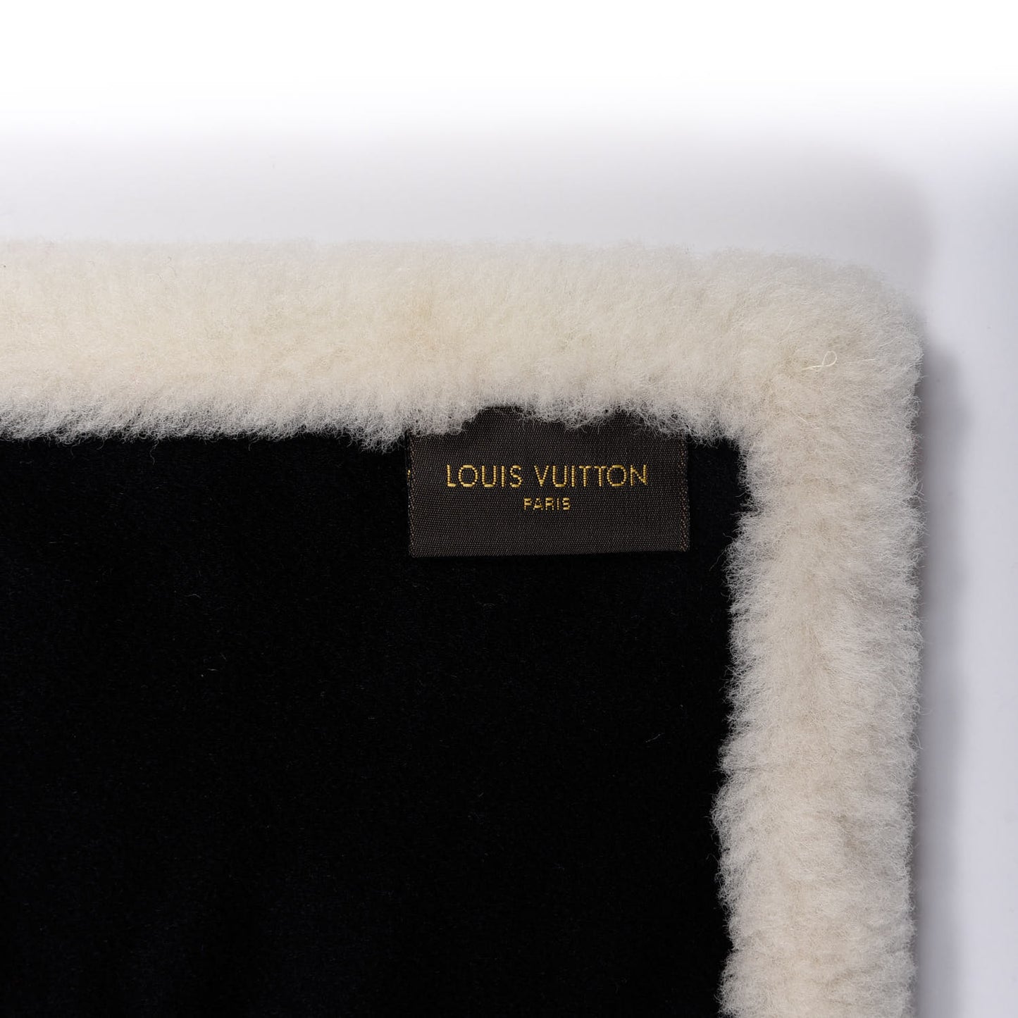 Beaver Fur Silk Monogram Stamp Scarf Stole White