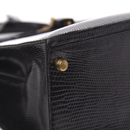 Hermes Lizard Kelly Sellier 32 Black 32 of 35