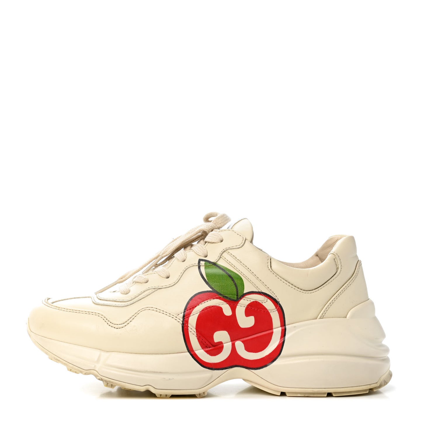 Calfskin GG Apple Womens Rhyton Sneakers 39 Ivory