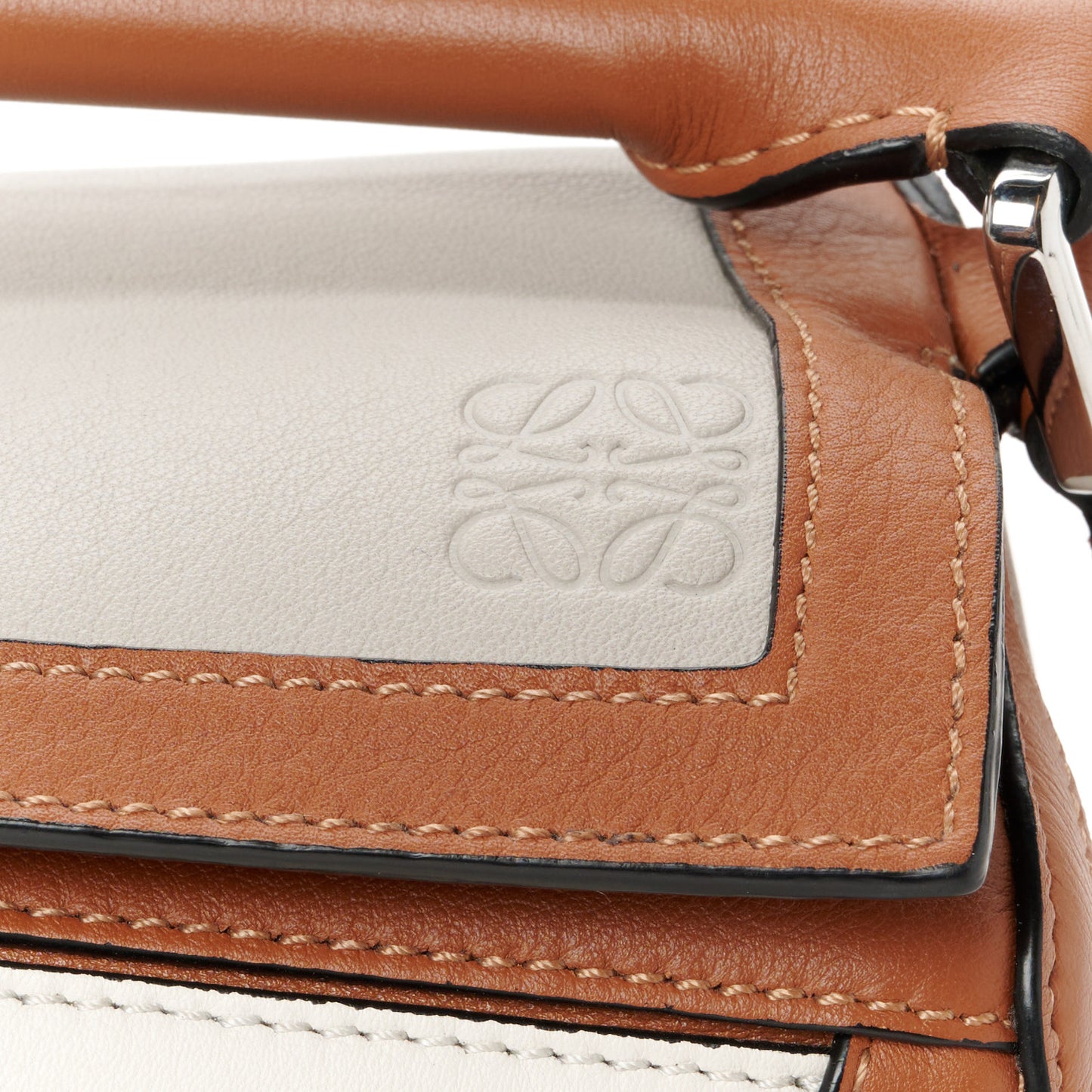 Calfskin Small Graphic Puzzle Bag Ghost Soft White