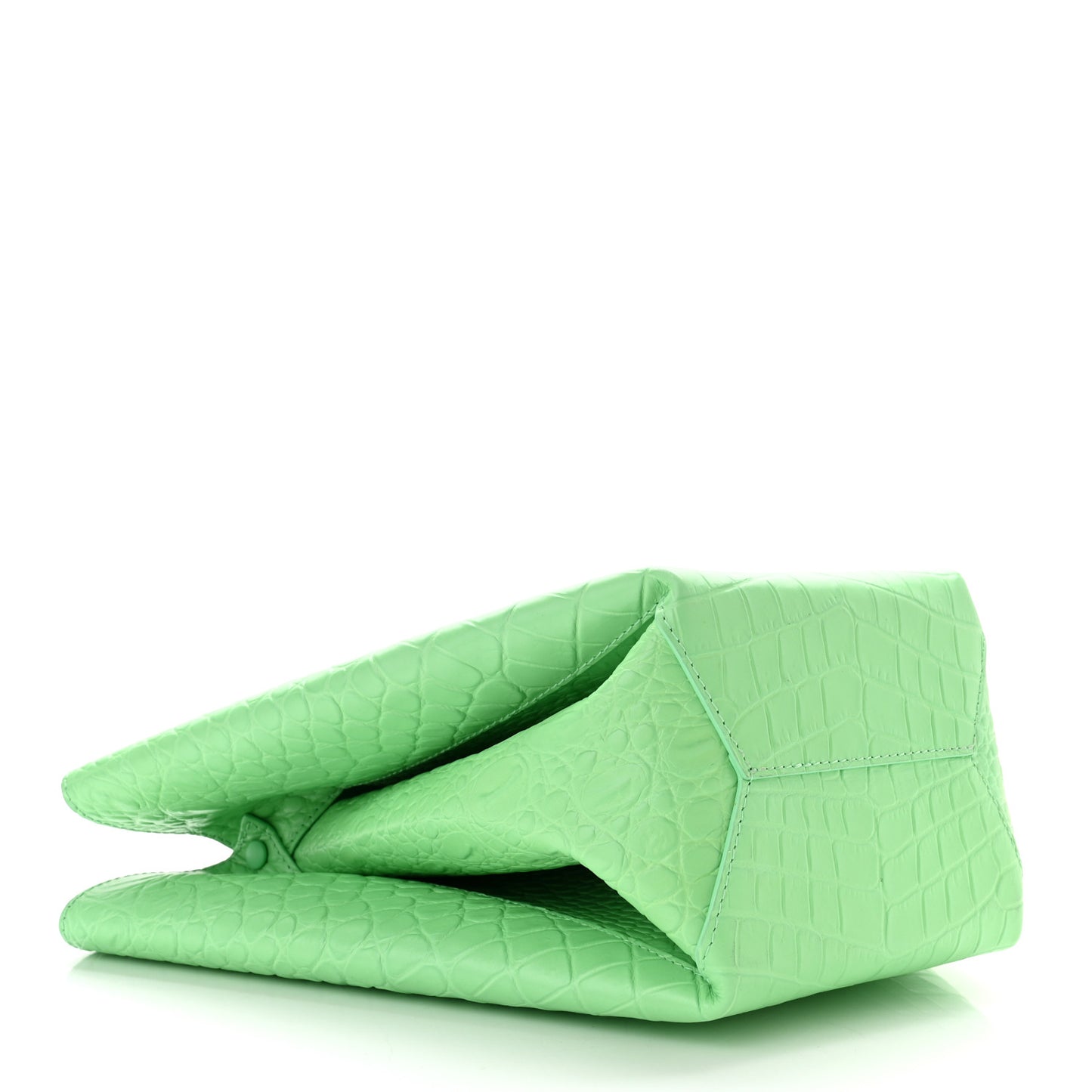 Calfskin Crocodile Embossed Ring Top Handle Tote Bag Green