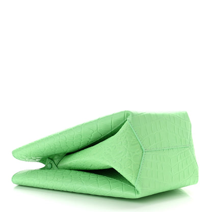 Bottega Veneta Calfskin Crocodile Embossed Ring Top Handle Tote Bag Green 5 of 10