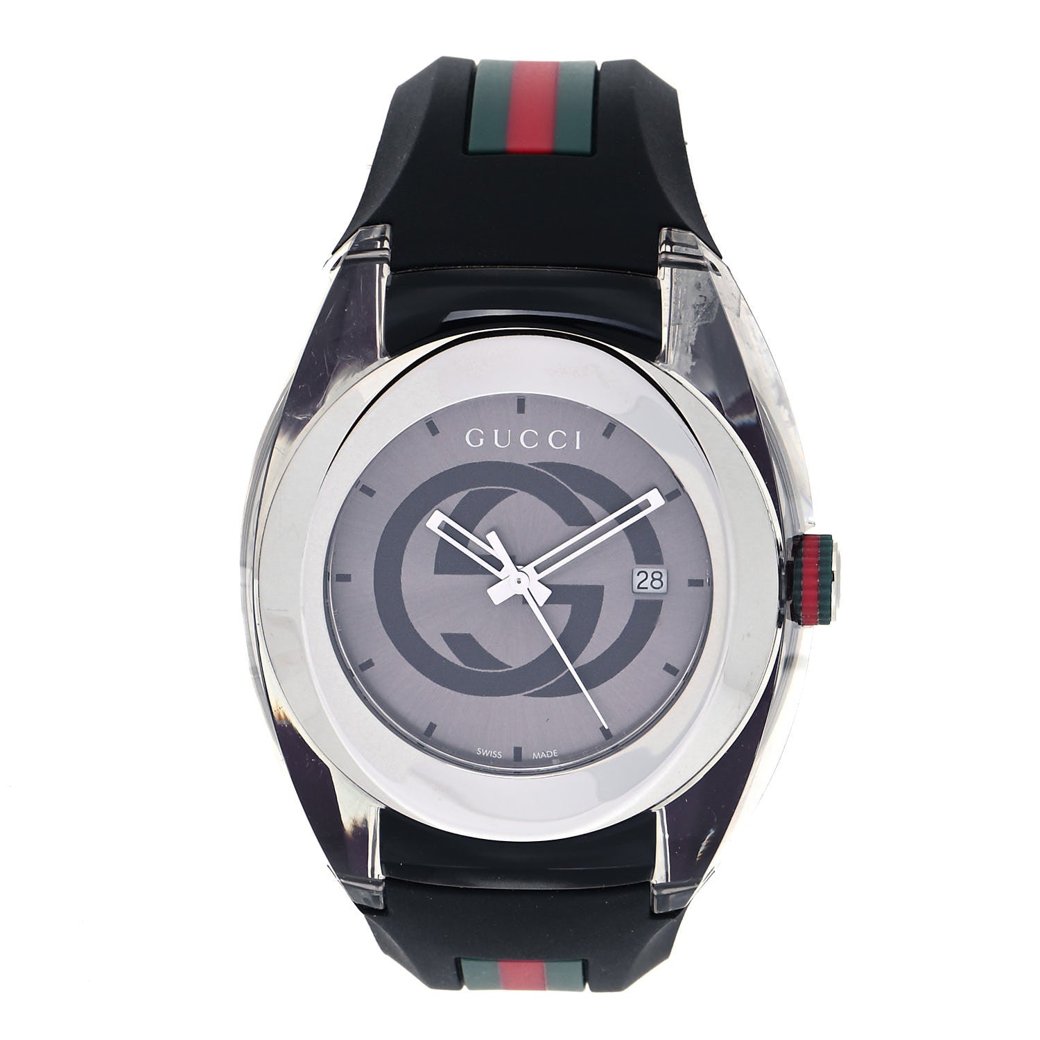 Gucci Stainless Steel Rubber 46mm Sync Web Quartz Watch Grey 1 of 5