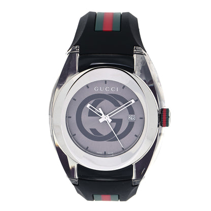 Gucci Stainless Steel Rubber 46mm Sync Web Quartz Watch Grey 1 of 5