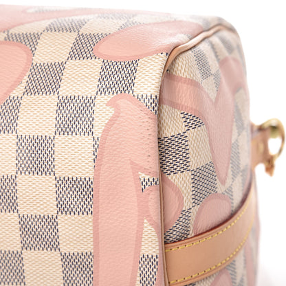 Louis Vuitton Damier Azur Tahitienne Speedy Bandouliere 30 Rose Ballerine 10 of 13