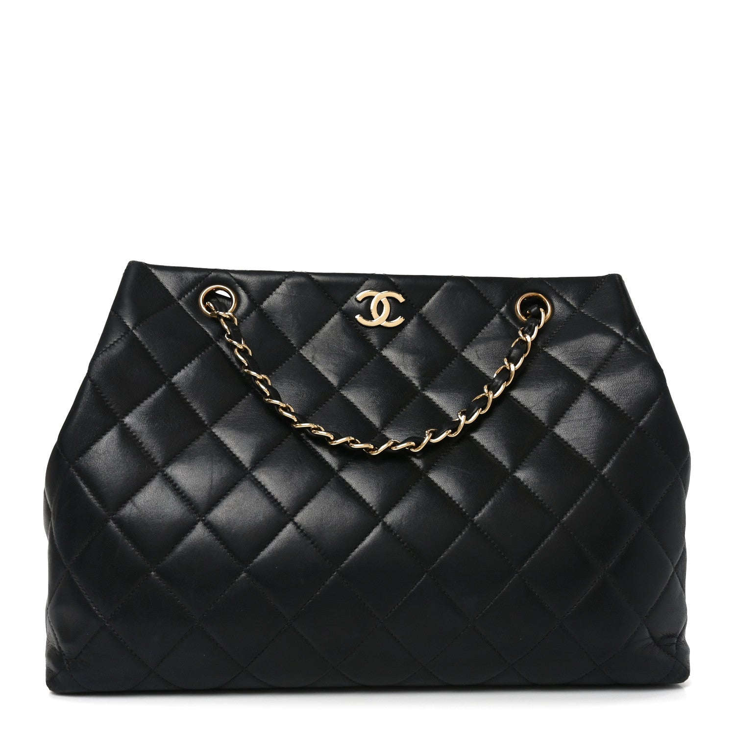 Chanel Lambskin Quilted Small Shopping Tote Black 1 of 10