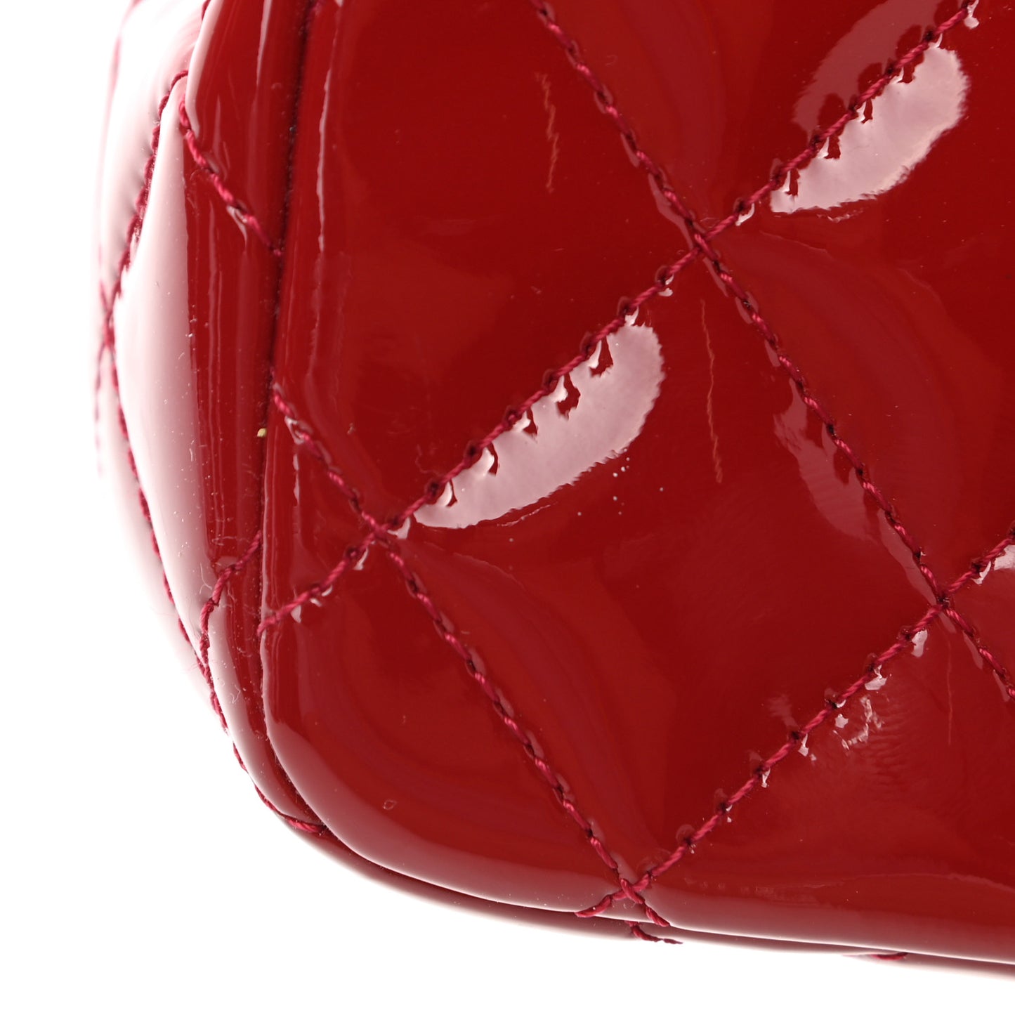Patent Calfskin Quilted Extra Mini Rectangular Flap Red