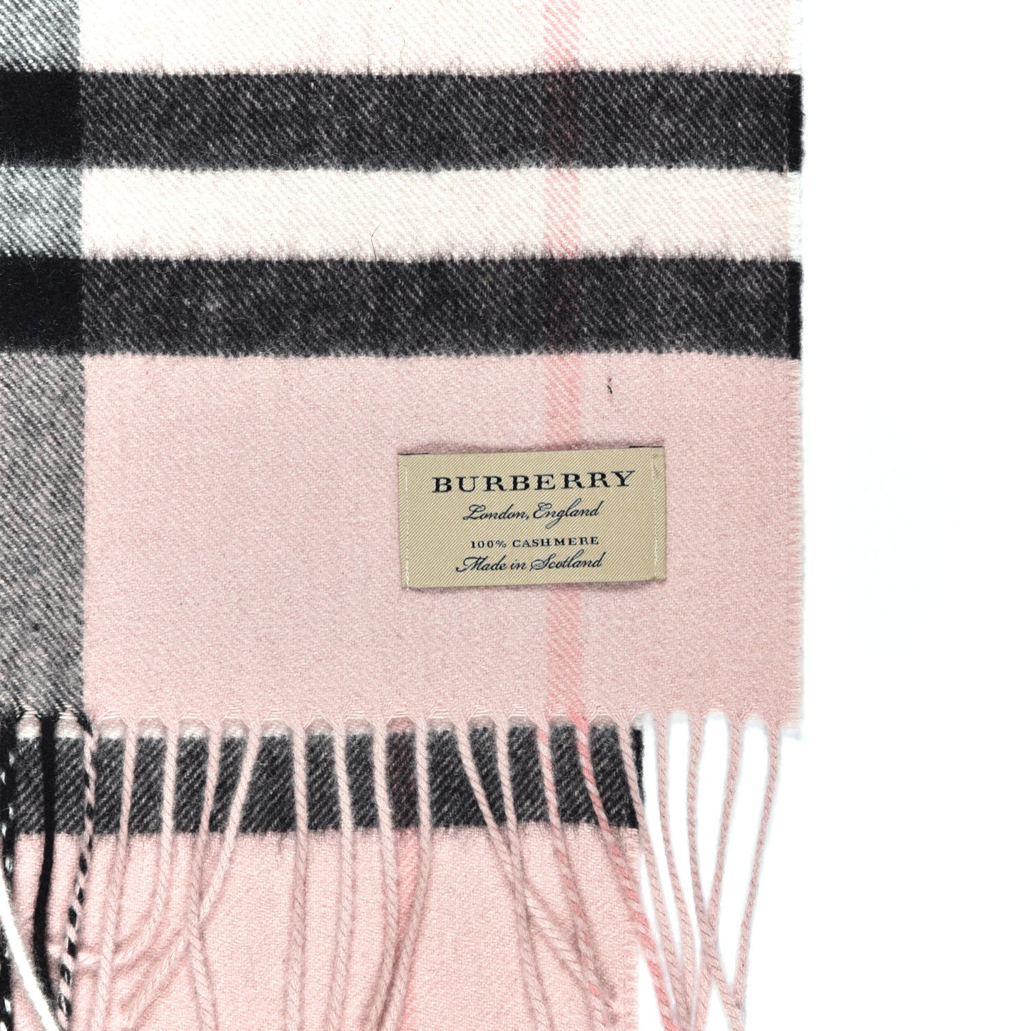Cashmere Giant Heritage Check Fringe Scarf Ash Rose