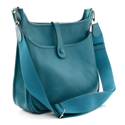 Hermes Taurillon Clemence Evelyne III GM Bleu Izmir 3 of 10