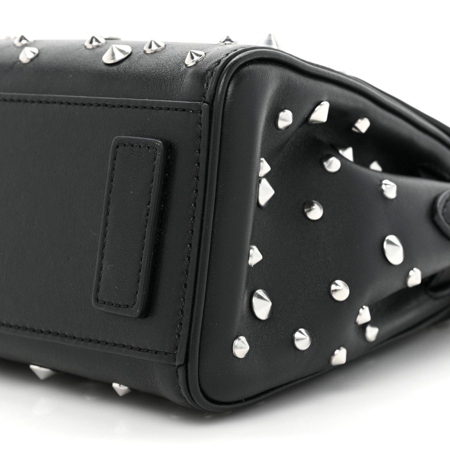 Grained Calfskin Spiked Small La Medusa Top Handle Bag Black