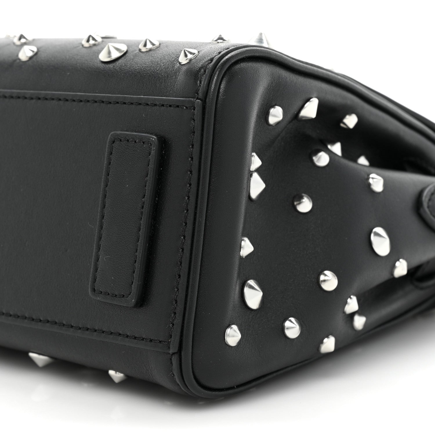 Versace Grained Calfskin Spiked Small La Medusa Top Handle Bag Black 7 of 8