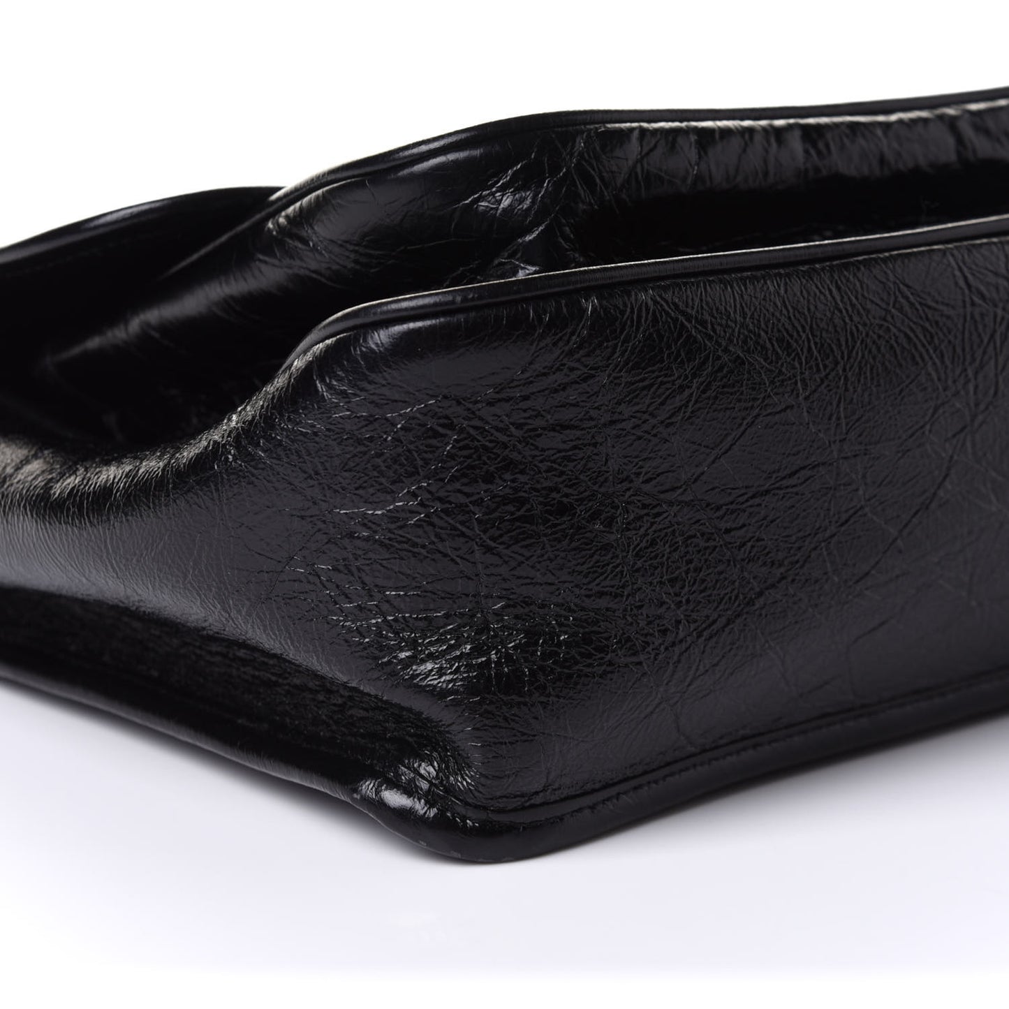 Crinkled Calfskin Matelasse Monogram Medium Niki Chain Satchel Black