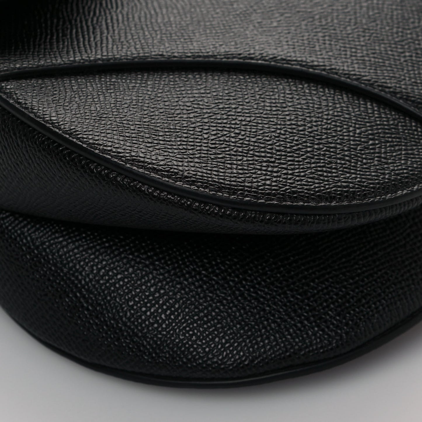 Grained Calfskin Saddle Bag Black