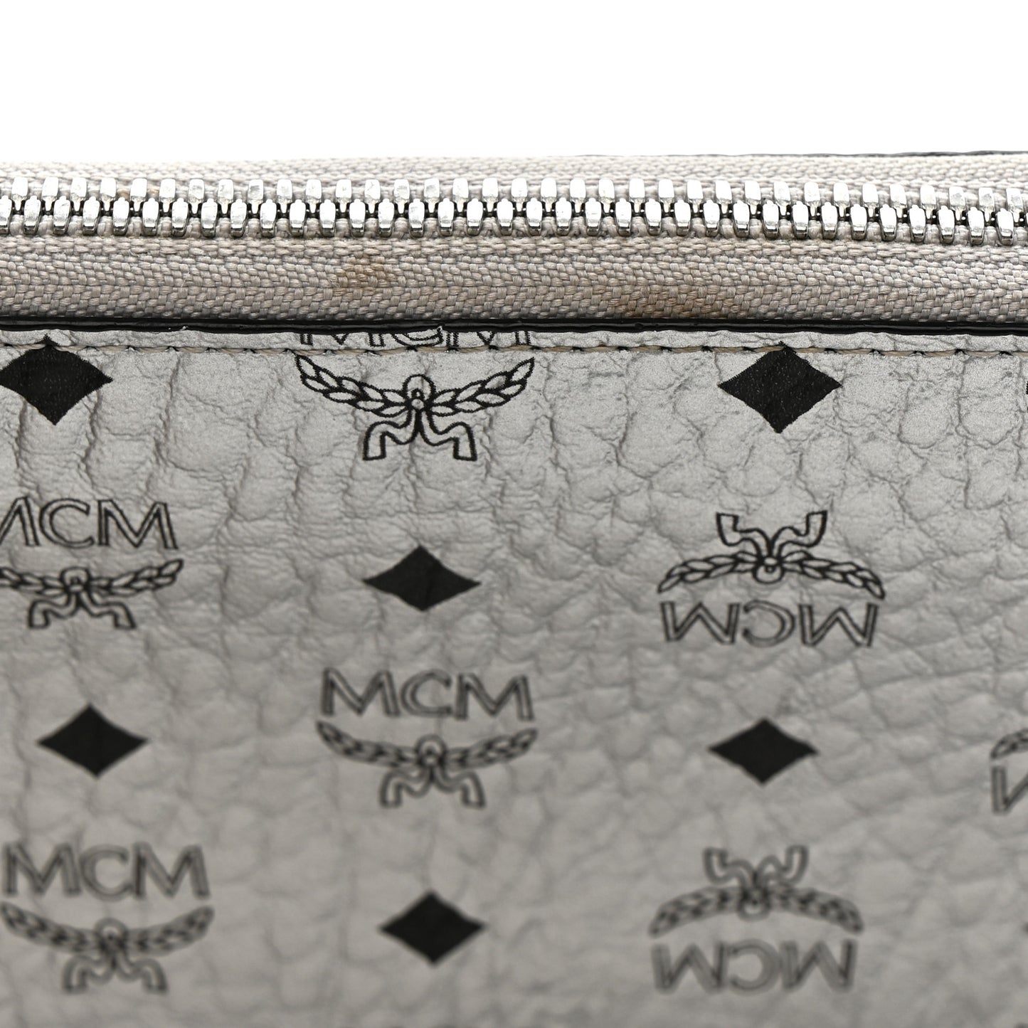 Metallic Visetos Large Zip Around Wallet Silver