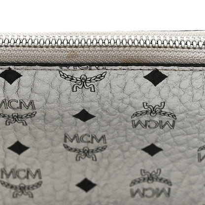 MCM Metallic Visetos Large Zip Around Wallet Silver 10 of 11