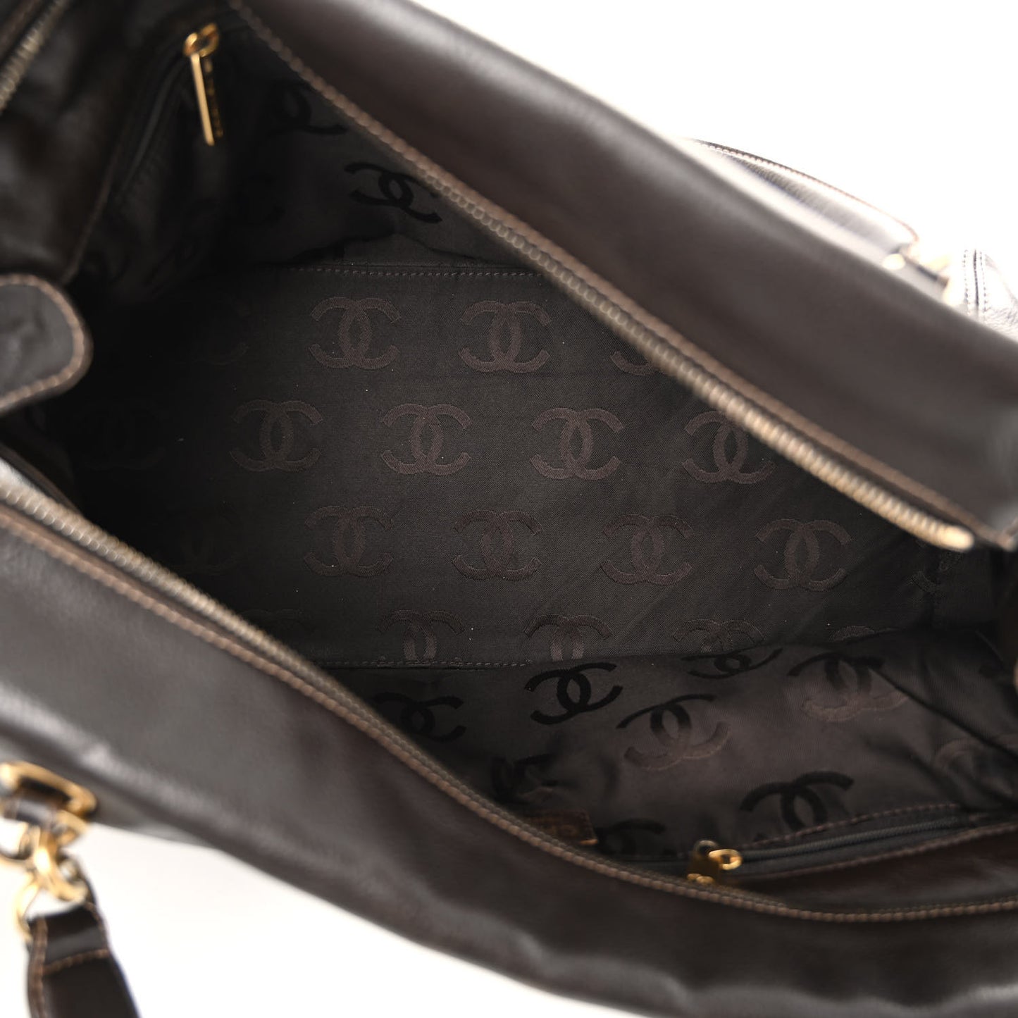 Calfskin CC Shoulder Bag Brown